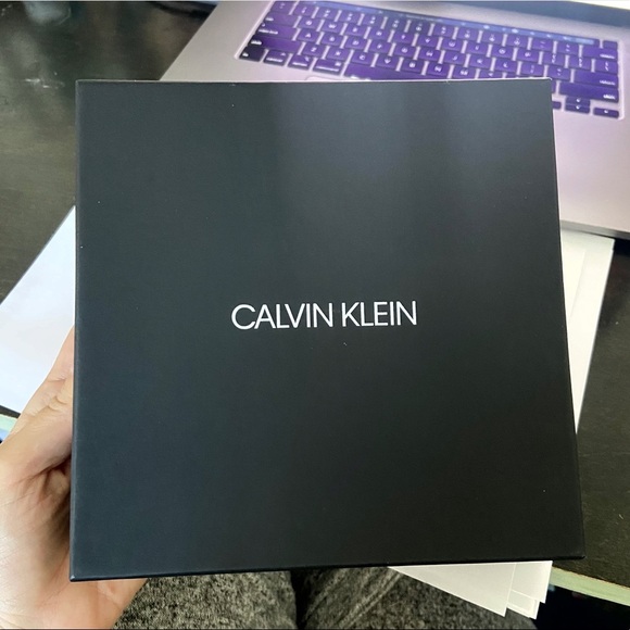 NWT Calvin Klein silver and cobalt blue glass round station bracelet MSRP $199 - Picture 9 of 9